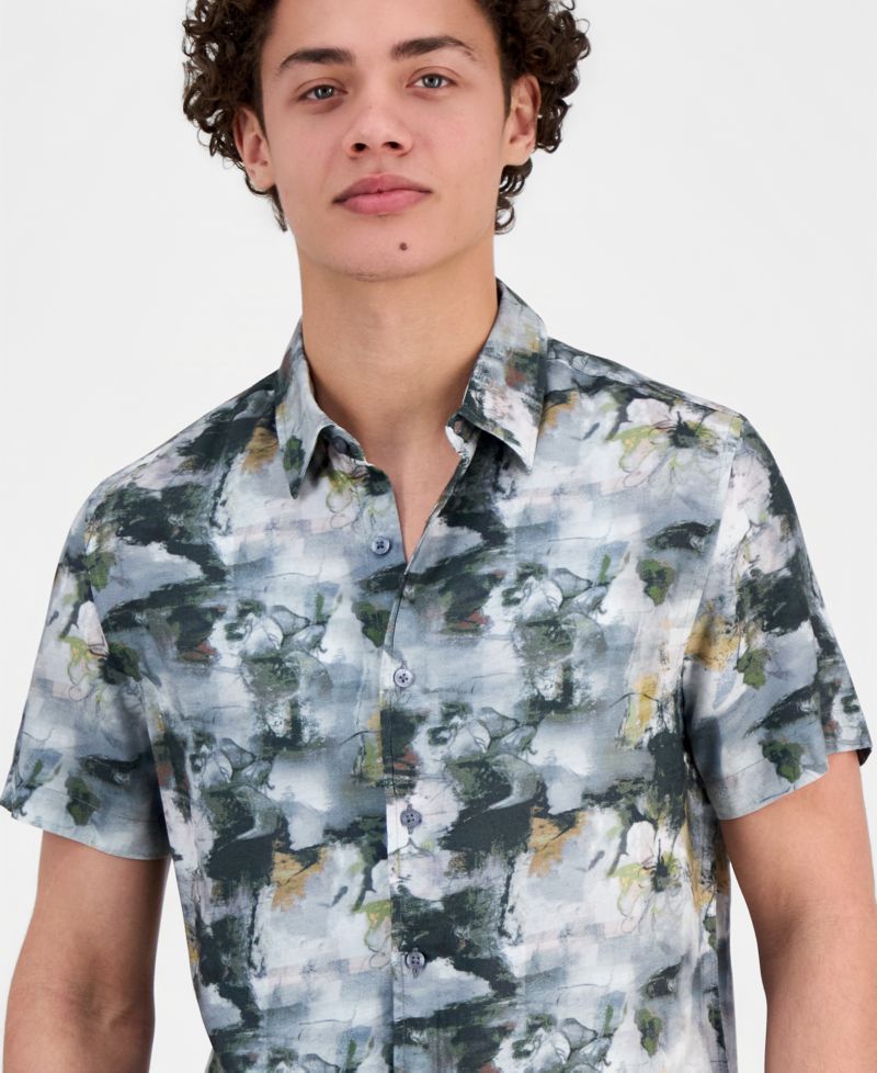 Men's Abstract-Print Short-Sleeve Shirt