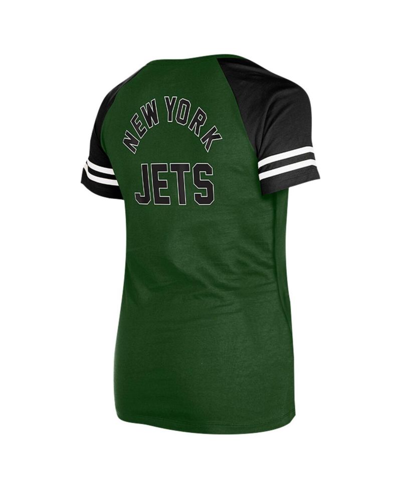 Women's Green New York Jets Lace-Up Raglan T-Shirt