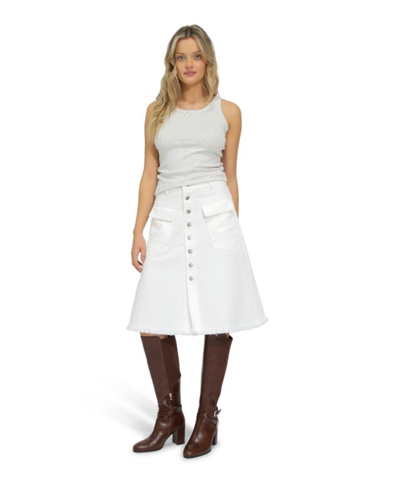 Women's Let Me Wander Button Front Denim Midi Skirt