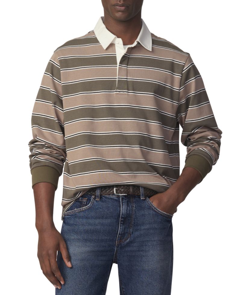 Men's Striped Long-Sleeve Rugby Shirt