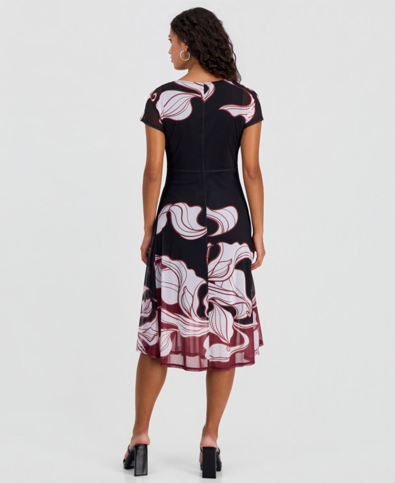 Petite Placement-Print Tie-Front Dress