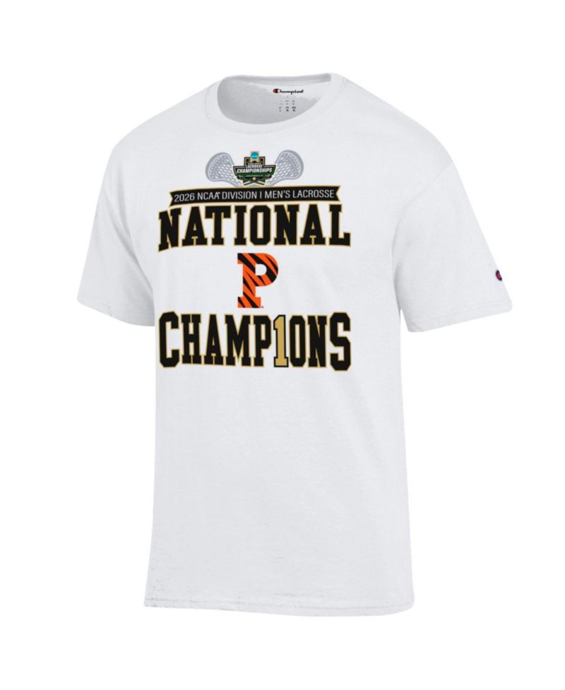 Men's and Women's White Princeton Tigers 2026 NCAA Men's Lacrosse National Locker Room T-Shirt