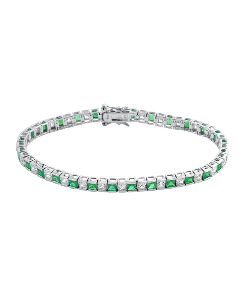 Modern Plated Alternating CZ Tennis Bracelet