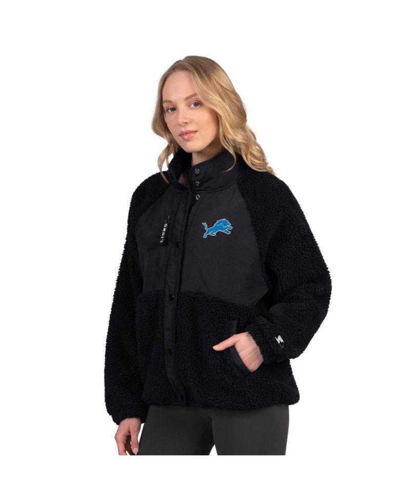Women's Black Detroit Lions On the Ball Sherpa Jacket