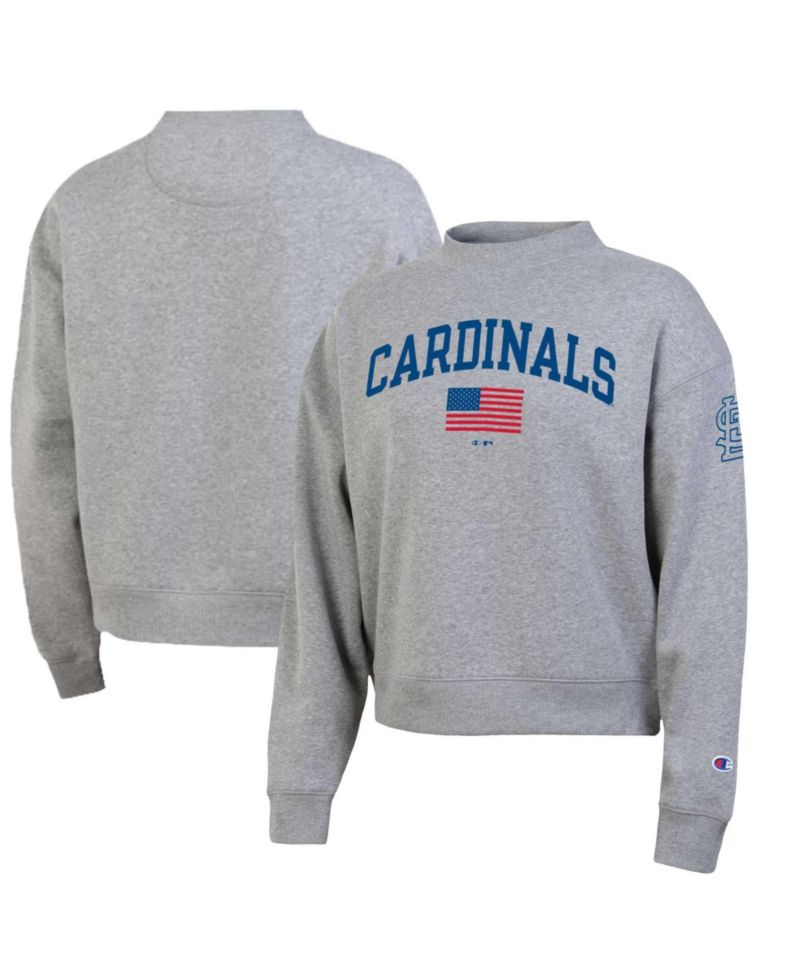 Women's Heather Gray St. Louis Cardinals Americana Triumph Fleece Tri-Blend Sweatshirt