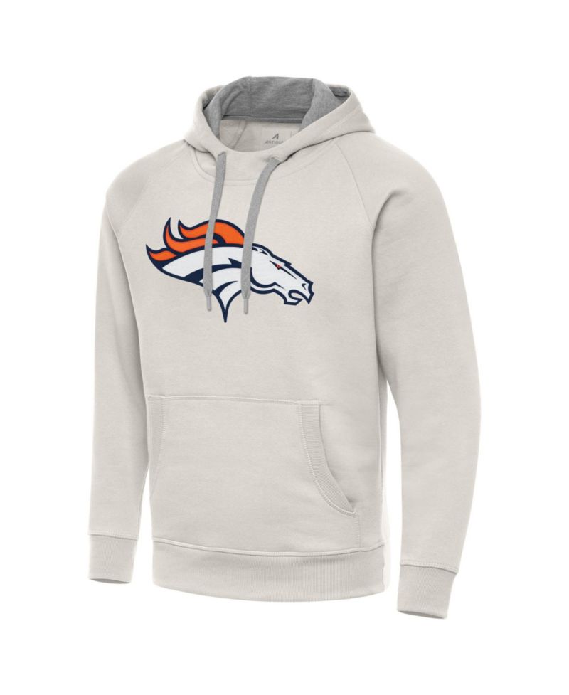 Men's Cream Denver Broncos Victory Raglan Pullover Hoodie