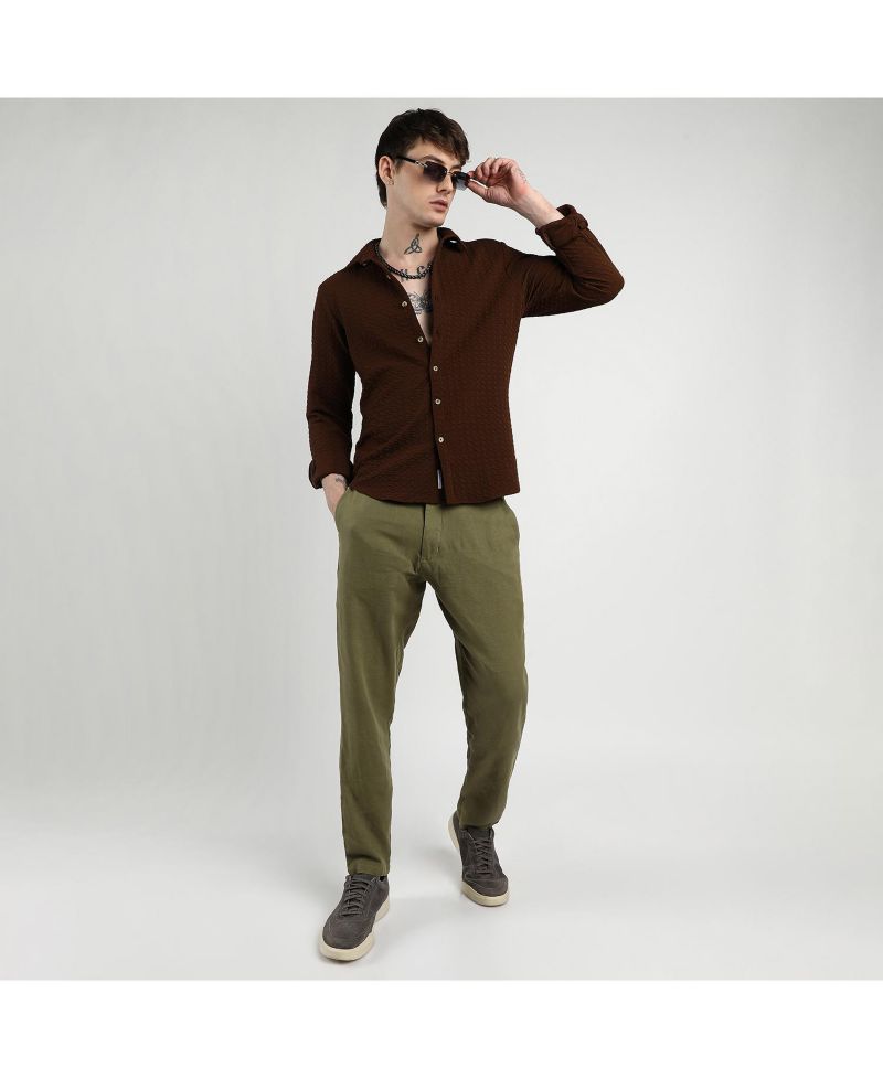 Men's Chocolate Brown Ripple Box Shirt
