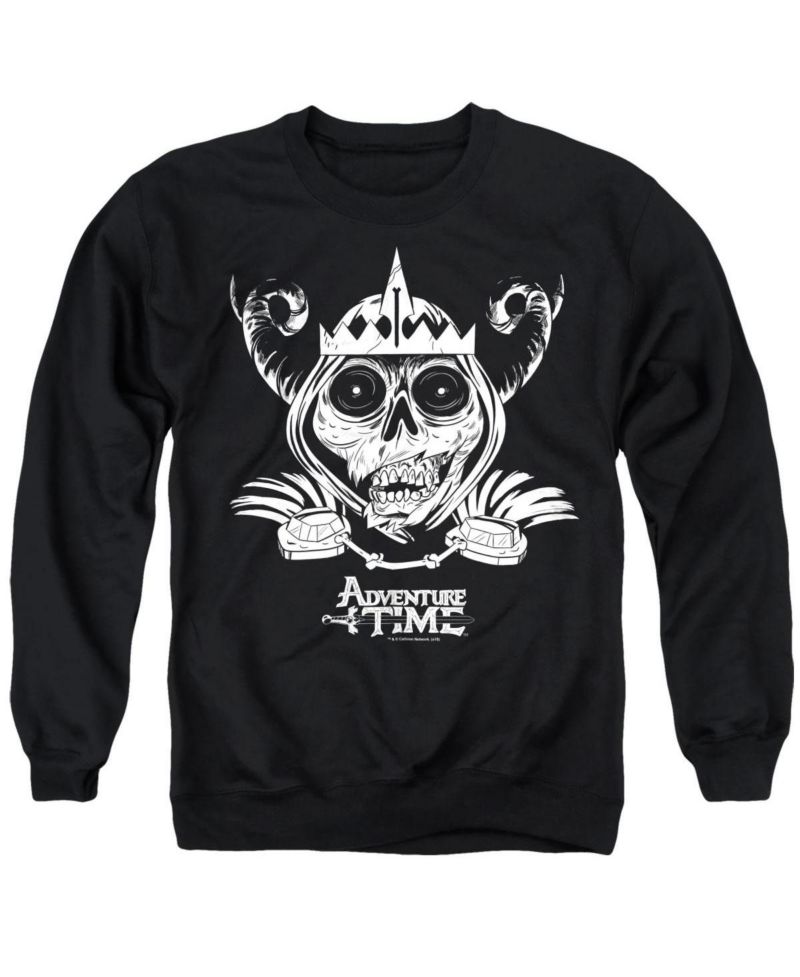 Men's Skull Face Graphic Long-Sleeve Crewneck Sweatshirt