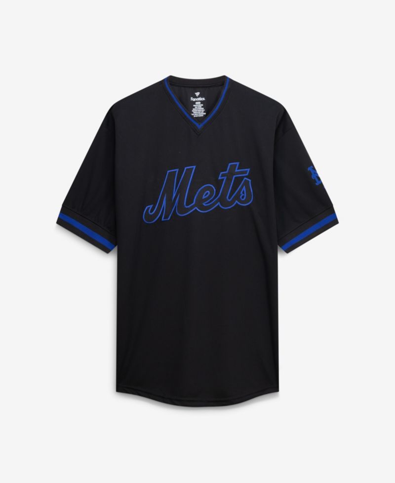 Men's Black New York Mets Big & Tall Pop Texture V-Neck T-Shirt