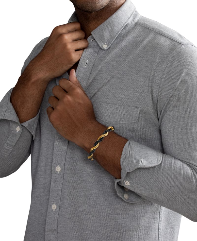 Intertwined Rope Link Chain Bracelet in Black & Gold-Tone Ion-Plated Stainless Steel