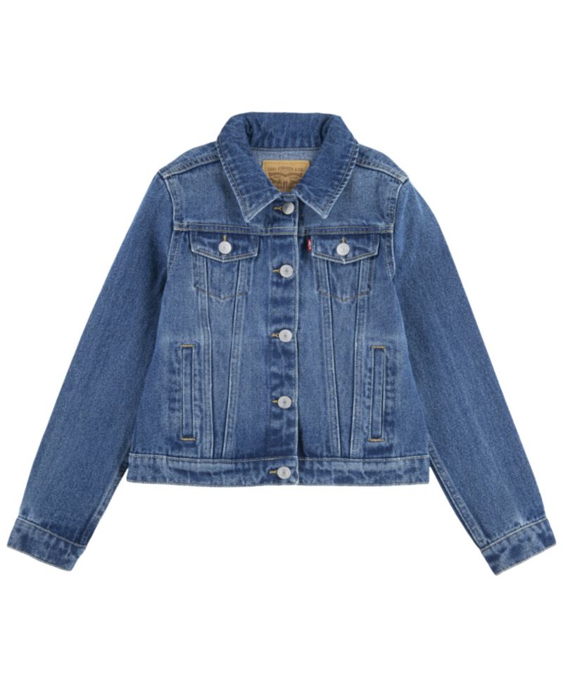 Big Girls Stylish Collared Denim Trucker Jacket