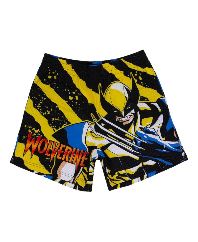 Men's Black Wolverine Comic Big Print Mesh Shorts