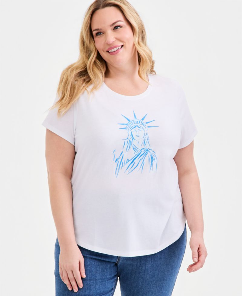 Plus Size Americana Graphic Short-Sleeve Crewneck T-Shirt