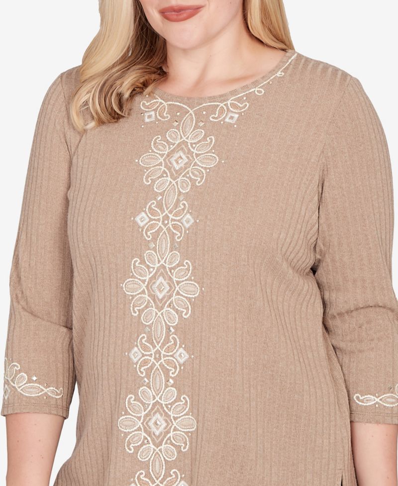 Vienna Embroidered Medallion Center Knit Top