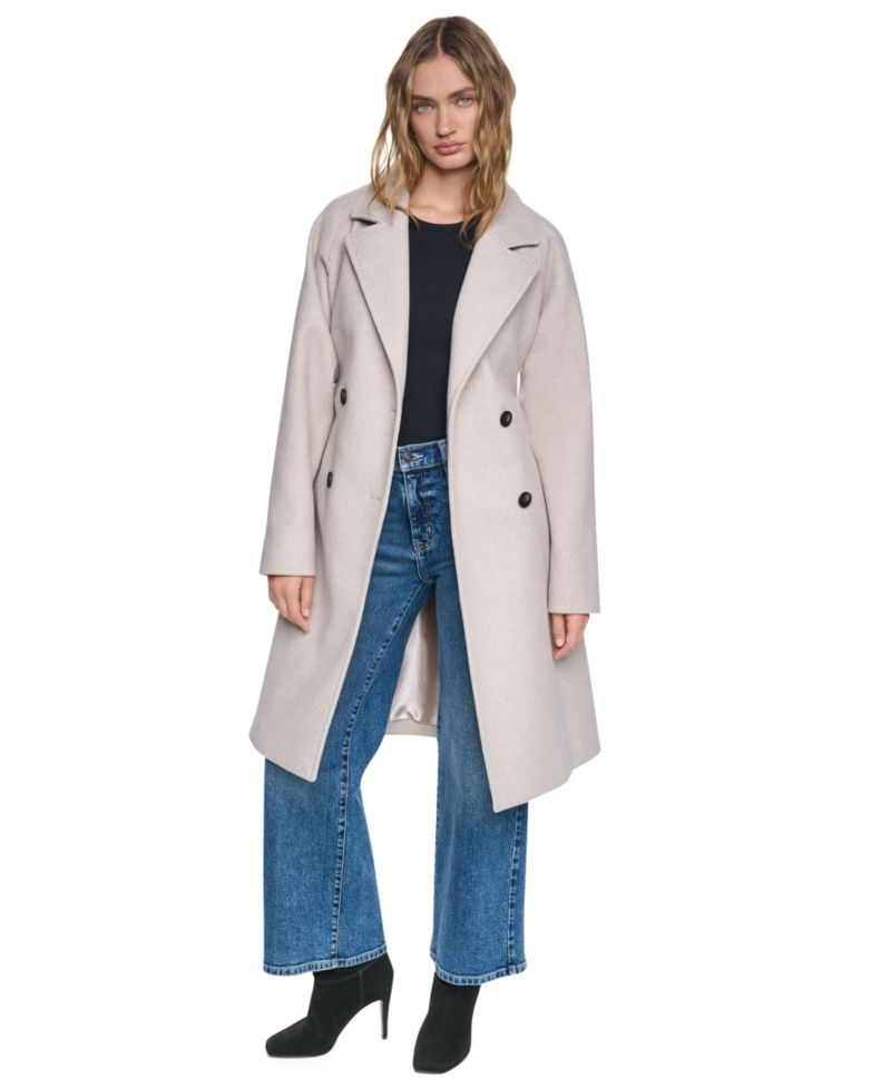 Women's Double-Breasted Belted Notch Collar Coat