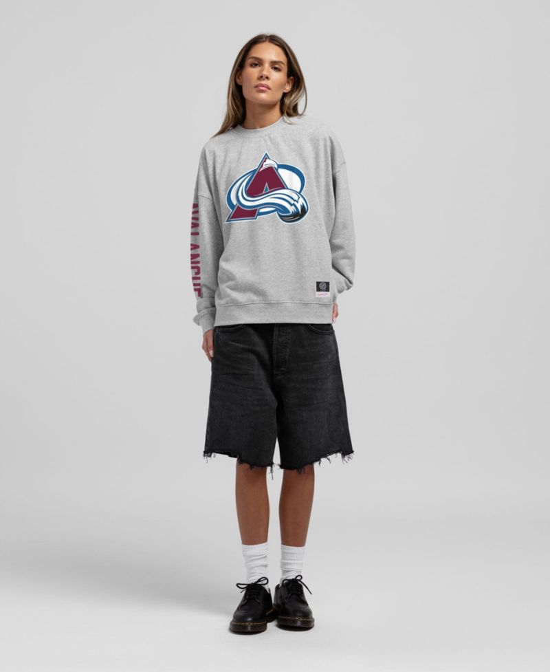 Women's Heather Gray Colorado Avalanche Core 3-Hit Oversized Sweatshirt