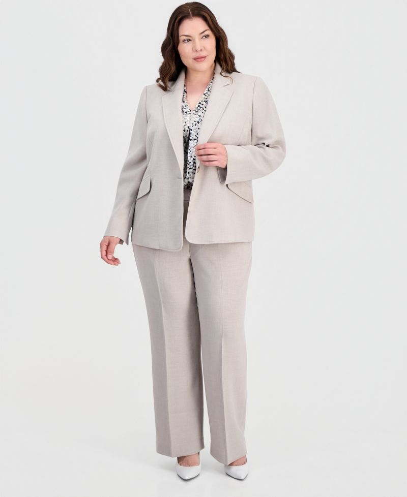 Plus Size Notched-Lapel Single-Button Blazer