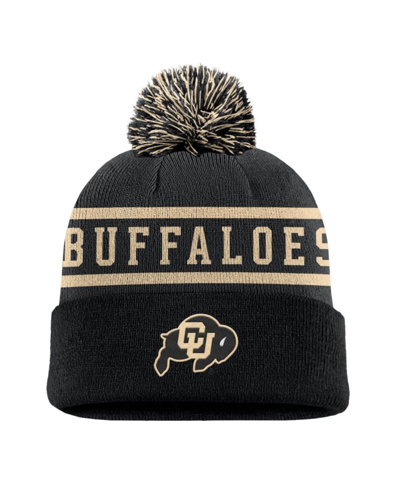 Men's Black Colorado Buffaloes Peak Cuffed Knit Hat with Pom