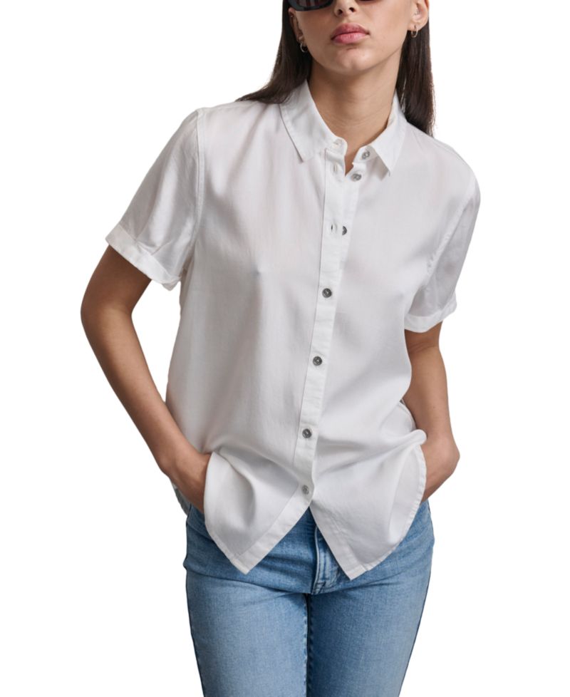 Petite Rolled Short-Sleeve Button-Up Shirt