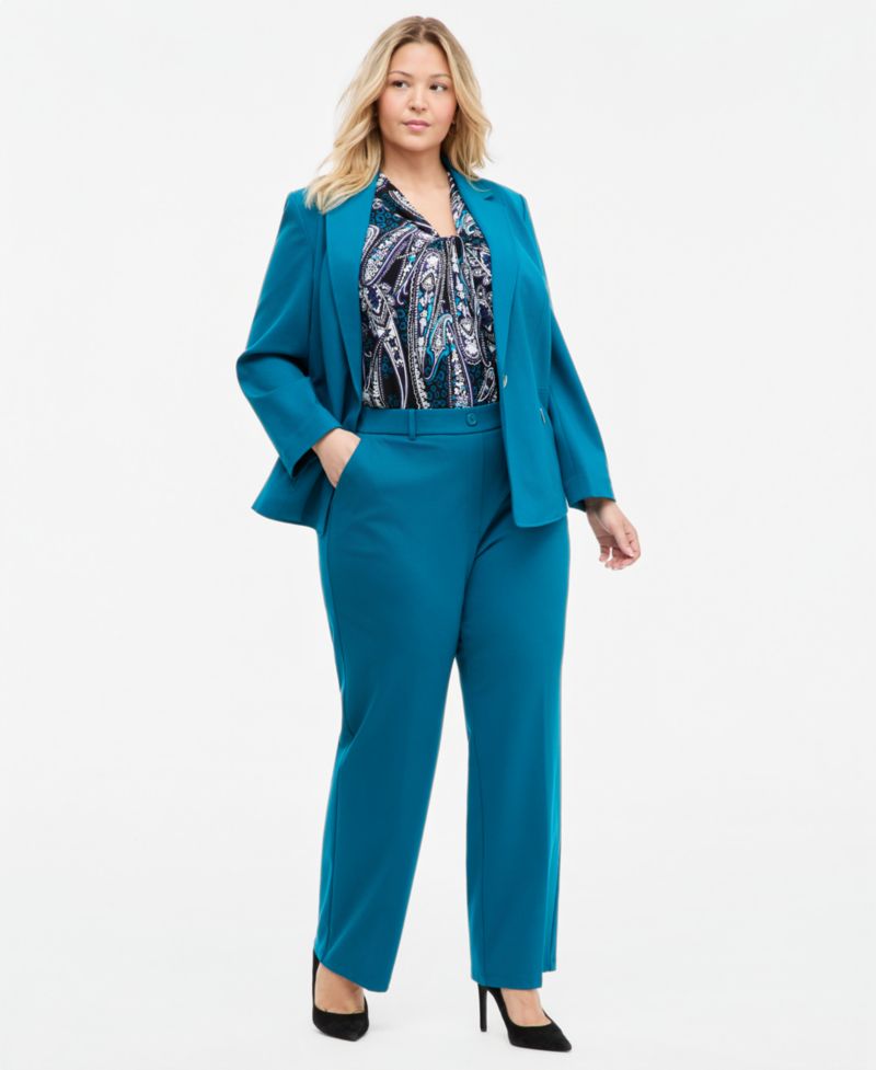 Plus Size Notch-Collar Single-Button Blazer