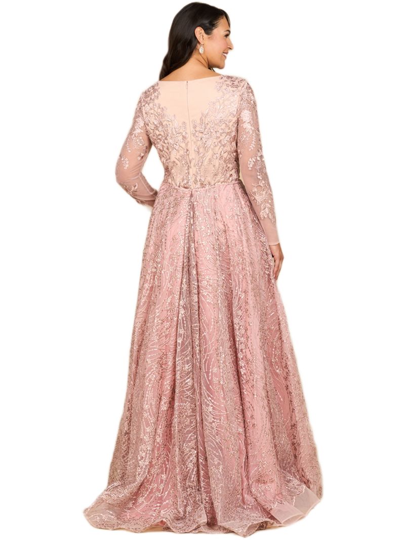 Women's Long Sleeve Gown with Overskirt