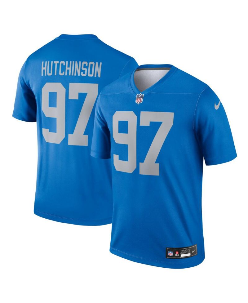 Men's Aidan Hutchinson Blue Detroit Lions Alternate Legend Player Performance Top
