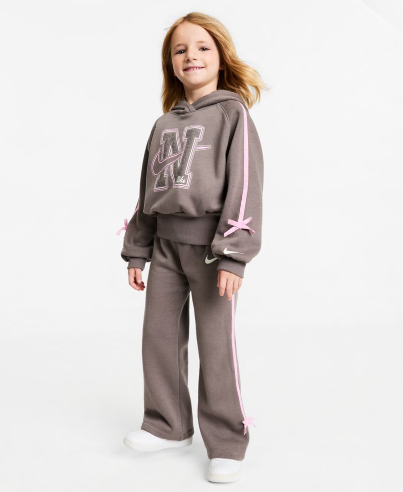 Girls' 4-6X Bow-Detail Long-Sleeve Graphic Hoodie