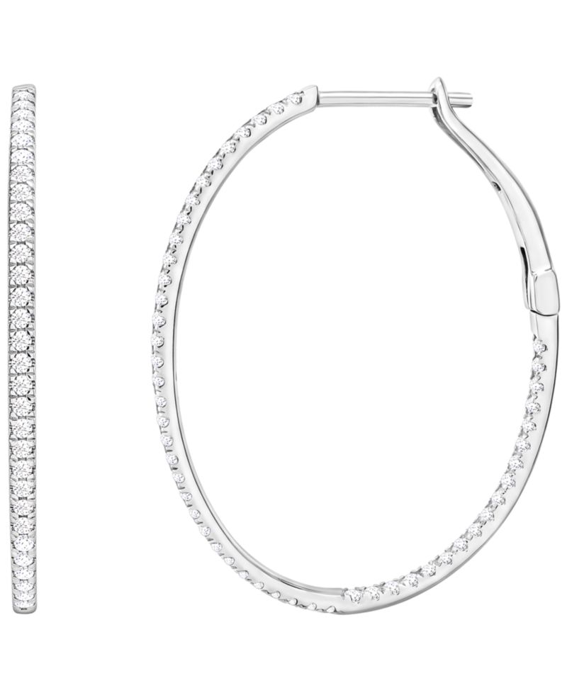 Diamond Hoop Earrings (1 ct. t.w.) in 14k White or Yellow Gold