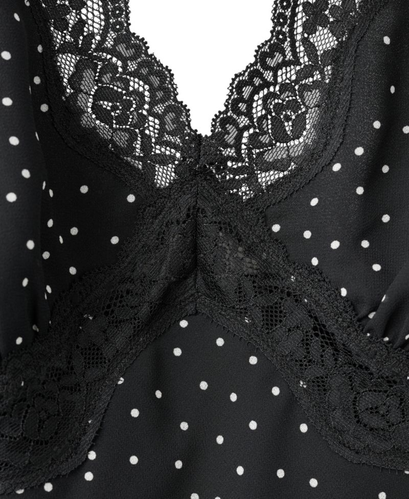 Women's Polka-Dot V-Neck Lace Crop Tank