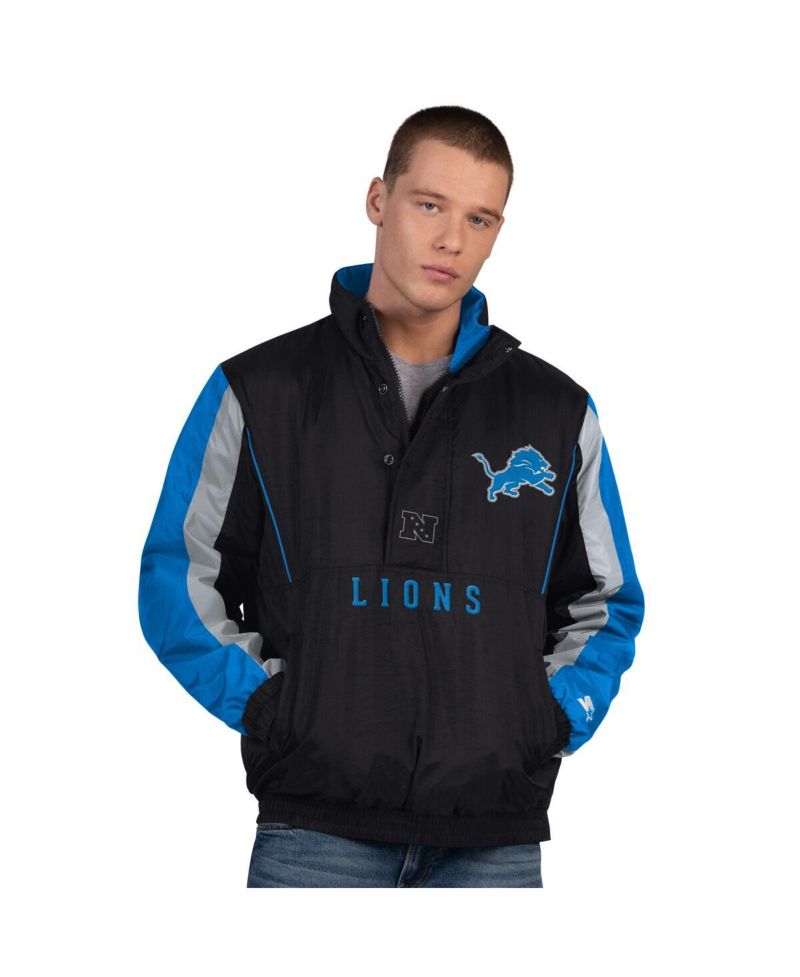 Men's Black Detroit Lions Thursday Night Gridiron Half-Zip Jacket
