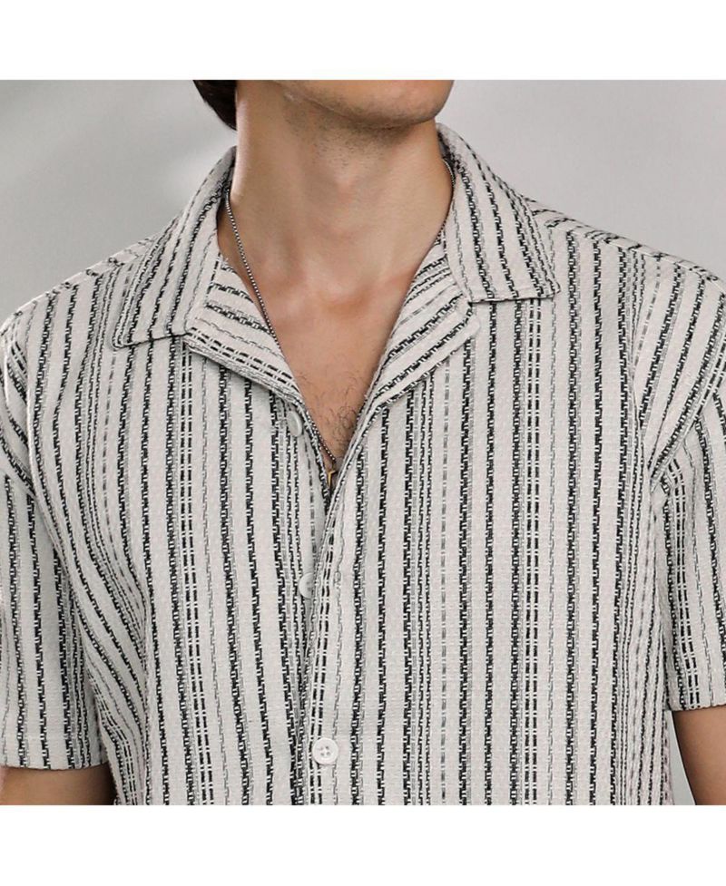 Men's Striped-Weave Oversized Shirt