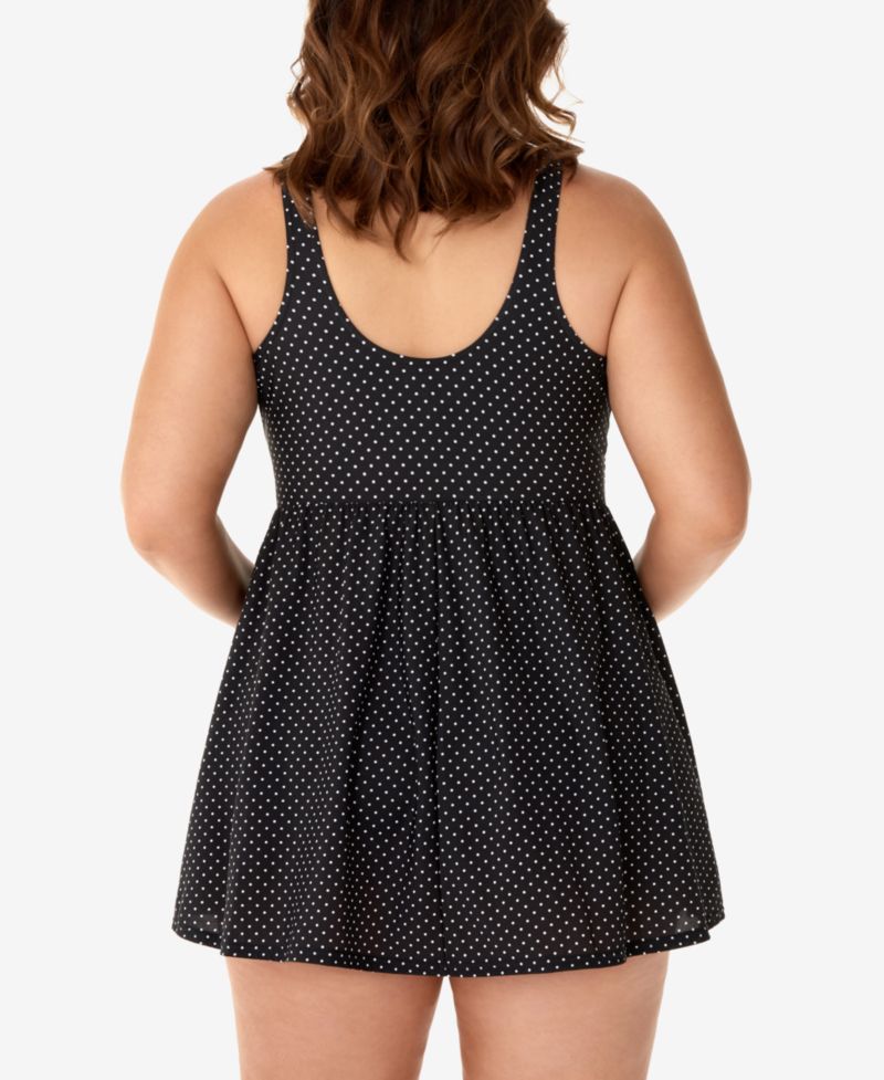 Plus Size Allover Slimming Pin-Point Marais Swimdress