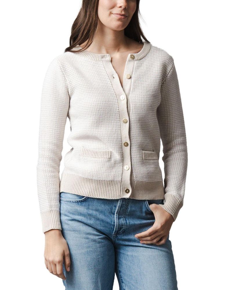 Hope and Henry Women's Organic Tweed Stitch Sweater Cardigan