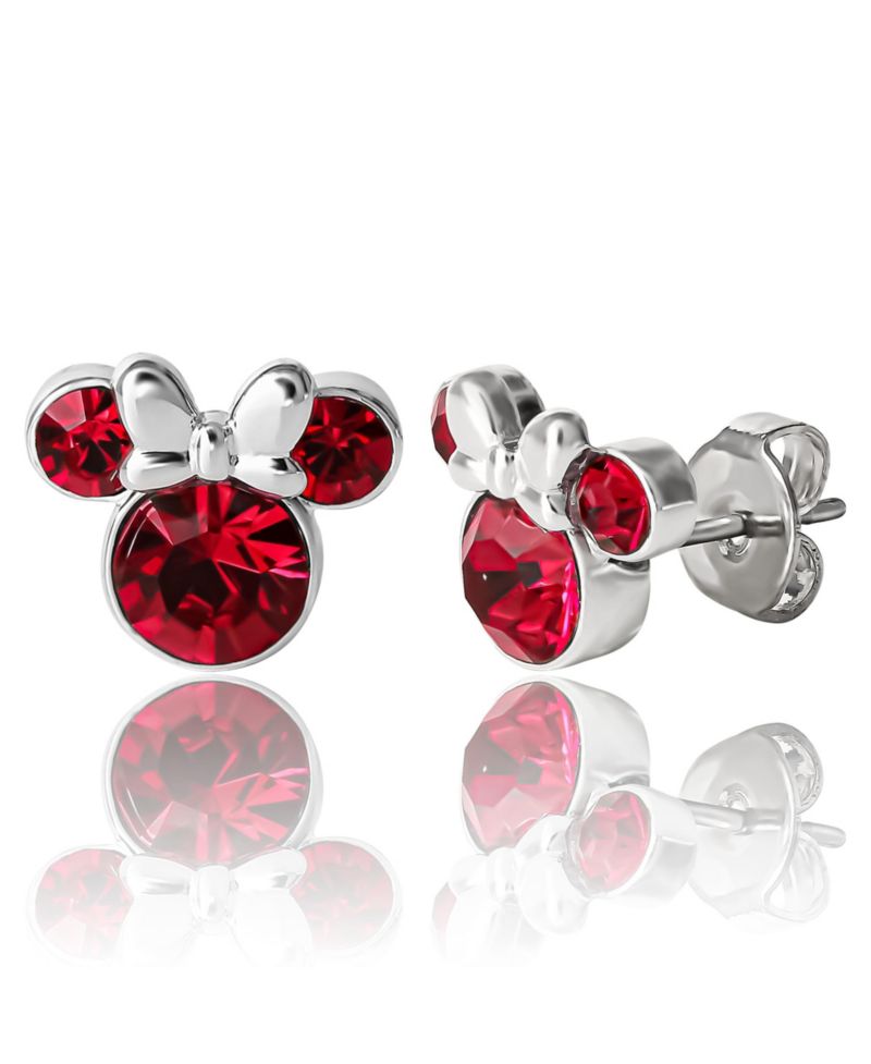 Womens Minnie Mouse Birthstone Stud Earrings