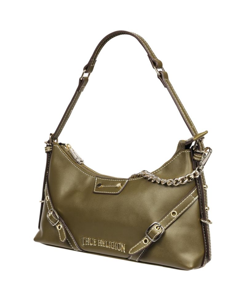 Smooth PU Belted Shoulder Bag