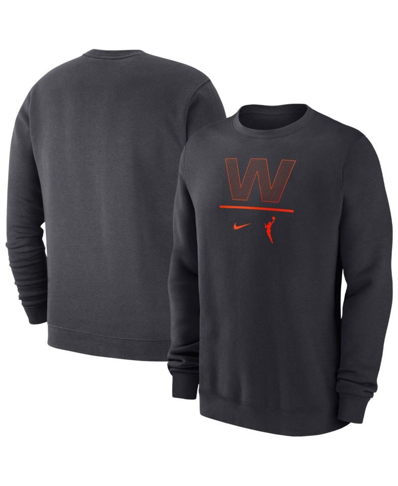 Men's Anthracite WNBA Logo Woman Club Fleece Pullover Sweatshirt