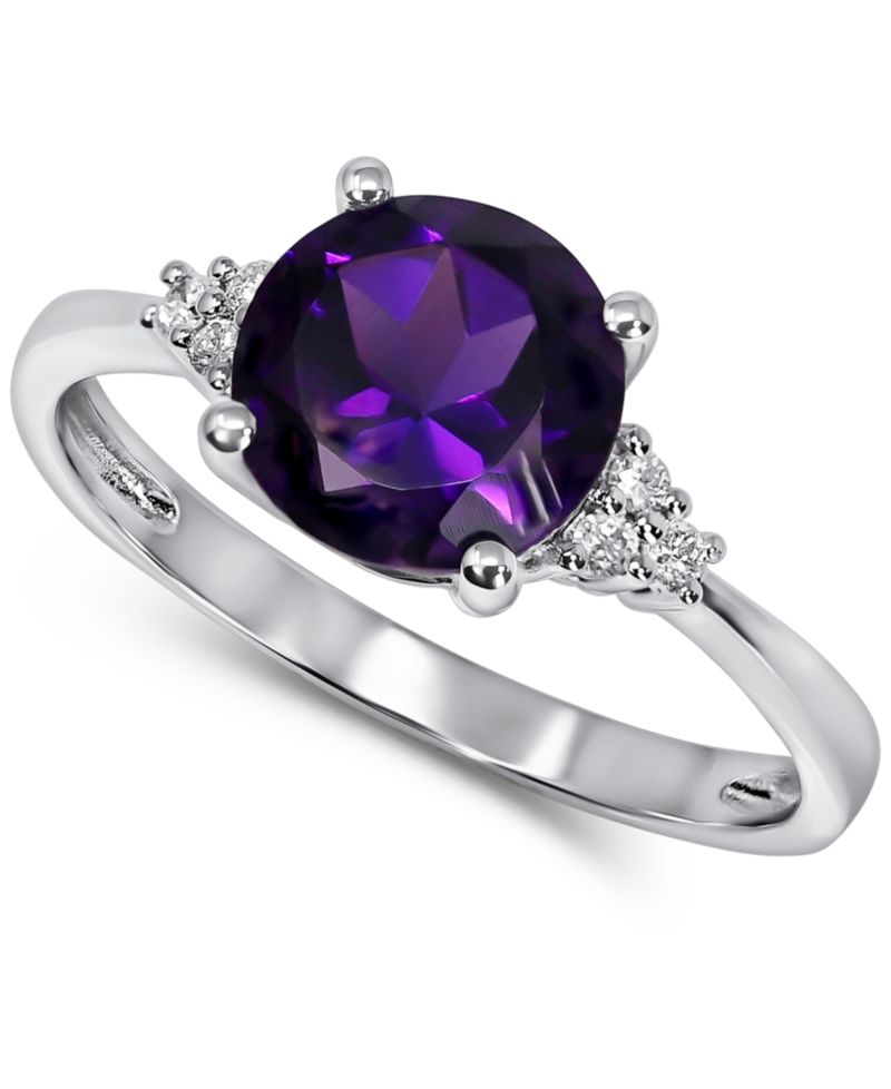 Amethyst (1-5/8 ct. t.w.) & Diamond (1/20 ct. t.w.) Ring in 14k Gold (Also in London Blue Topaz & Rhodolite Garnet)