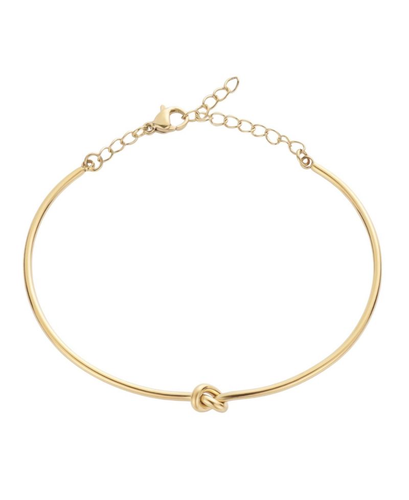 Tarnish Resistant Gold Knot Cuff Adjustable Chain Bracelet