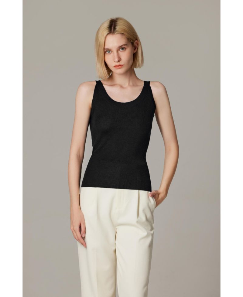 Women's Scoop Neck Tank Top | 75% Merino Wool 25% Silk Ultra-Soft Layering Essential | Natrual Moisture Wicking Sweater
