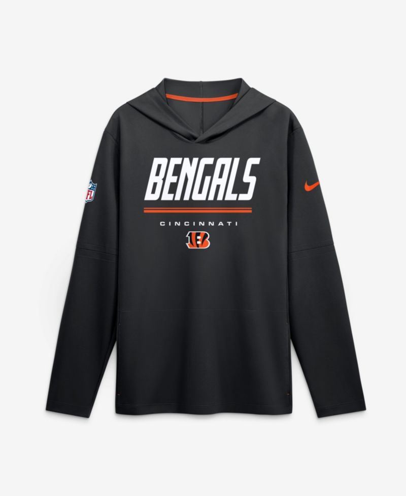 Men's Black Cincinnati Bengals Sideline Lightweight Long Sleeve Dri-FIT Hoodie
