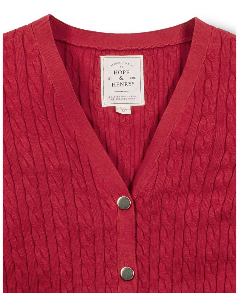 Women's Hope and Henry Organic Puff Sleeve Button Front Sweater