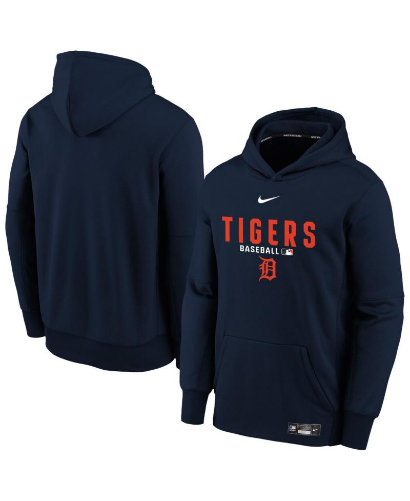 Big Boys and Girls Navy Detroit Tigers Authentic Collection Therma-FIT Hoodie