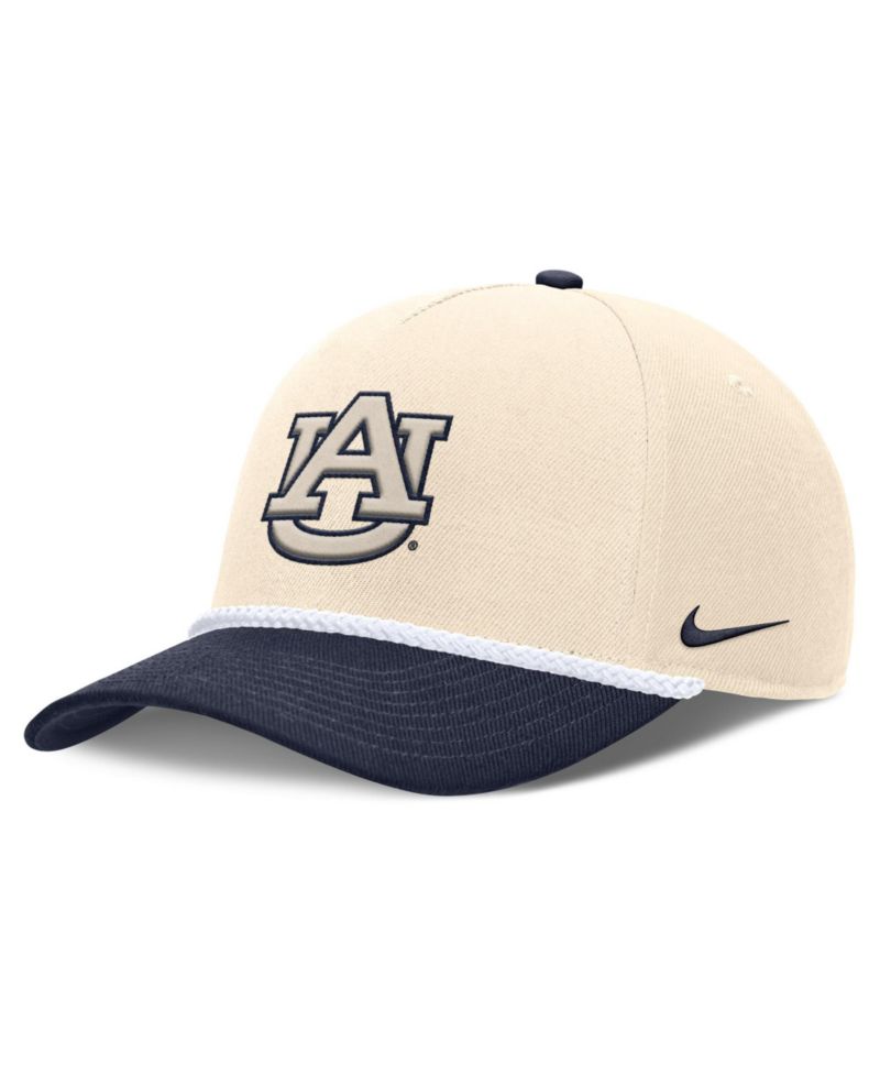 Men's and Women's Natural Auburn Tigers 2026 Primetime Natural 5-Panel Rope 2-Tone Rise Hat