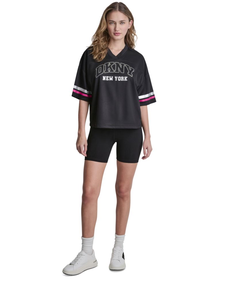 Women's Varsity Rhinestone V-Neck Sports Jersey