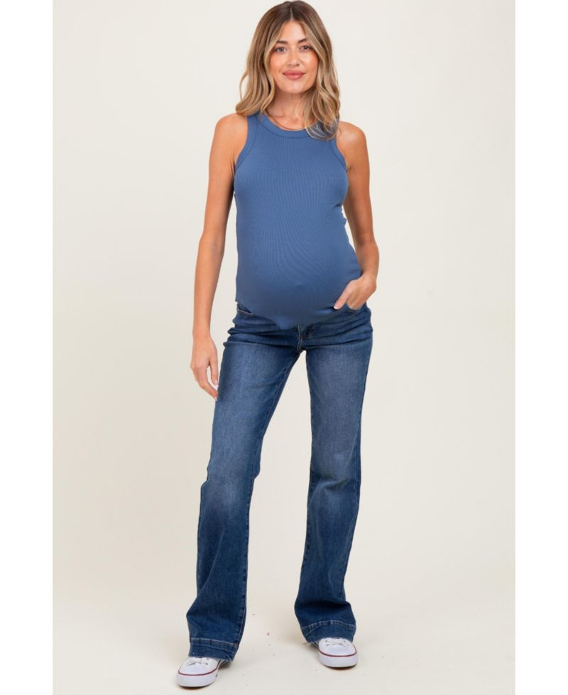 Women's Navy Blue Wide Hem Bootcut Jeans