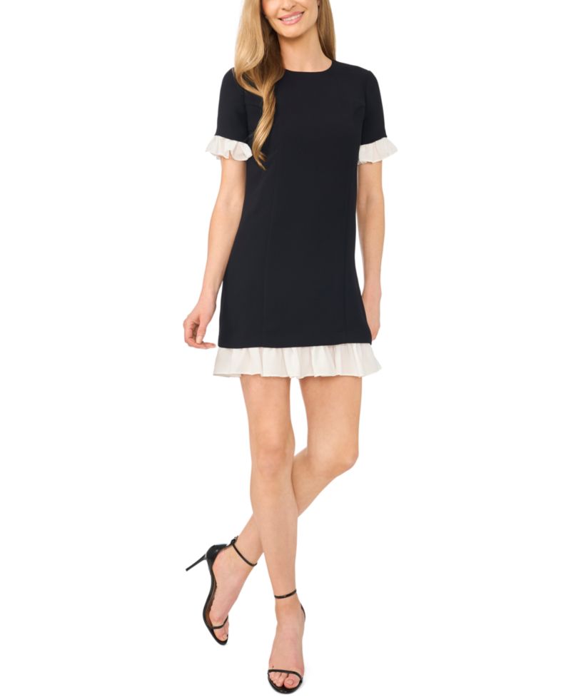 Women's Colorblock Ruffle Mini Dress