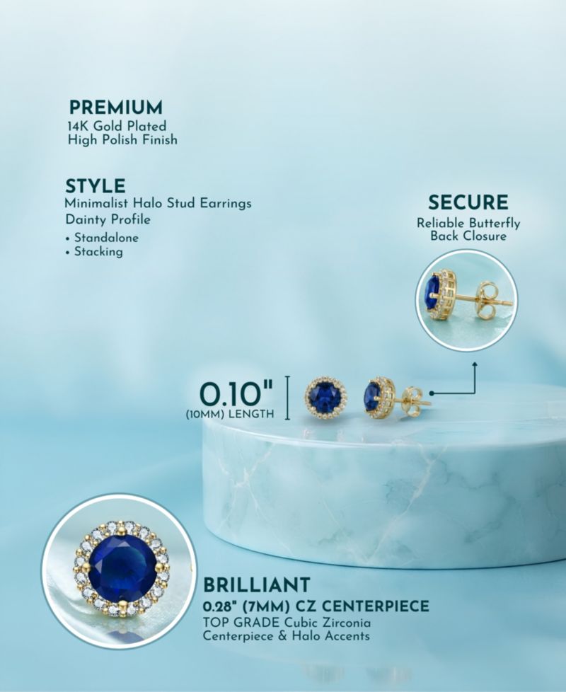 Elegant Dazzling 10MM Round Cubic Zirconia Halo Stud Earrings