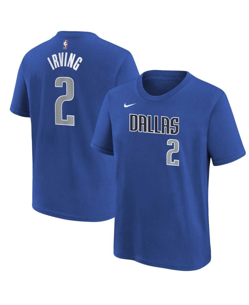 Big Boys and Girls Kyrie Irving Blue Dallas Mavericks Icon Name & Number T-Shirt