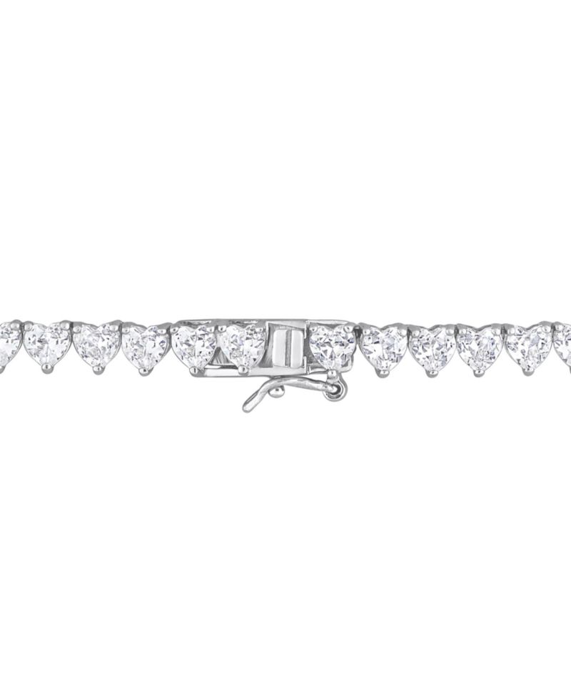 Lab-Grown White Sapphire Heart 18" Tennis Necklace (31-1/5 ct. t.w.) in Sterling Silver