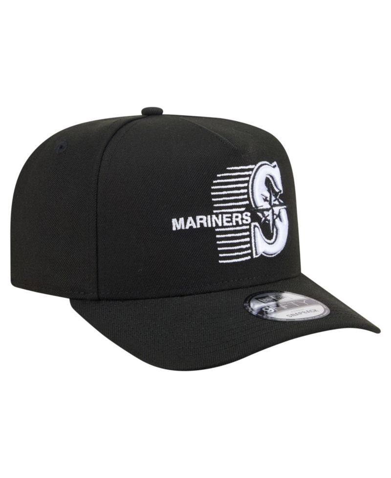Men's Black Seattle Mariners Motion A-Frame 9FIFTY Snapback Hat